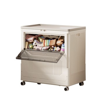 【居家cheaper】二代120L翻蓋摺疊收納箱推車 HE6460-WT120L(活動透視側翻門)