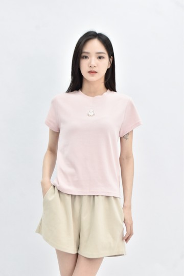 (S) not your rose 韓牌棉質小兔字圖案粉色短袖上衣