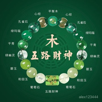 🔥臺灣發貨🔥五行缺木補木喜用木綠色手鏈男女款天然水晶多寶財神手串平衡飾品