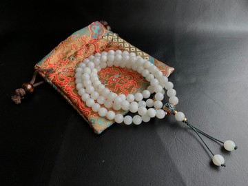 天然硨磲佛珠 108顆念珠 唸珠 8mm  六字箴言景泰藍隔珠