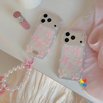 韓系 波點蝴蝶結 帶手鏈 適用 蘋果 iPhone 17 16 閃粉 15 手機殼 14 13 pro max 保護殼