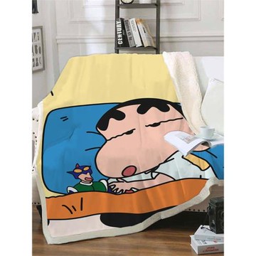蠟筆小新日式卡通兒童毛毯加厚保暖雙層小毯子羊羔絨珊瑚絨單雙人