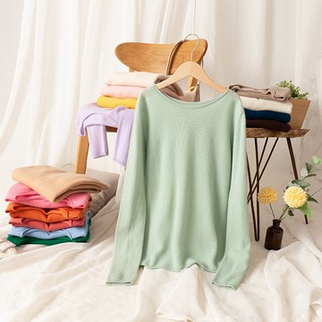 現貨+預購 羊毛衫針織毛衣-圓領捲邊簡約經典防寒保暖女毛衣15色73yv8【獨家進口】【米蘭精品】