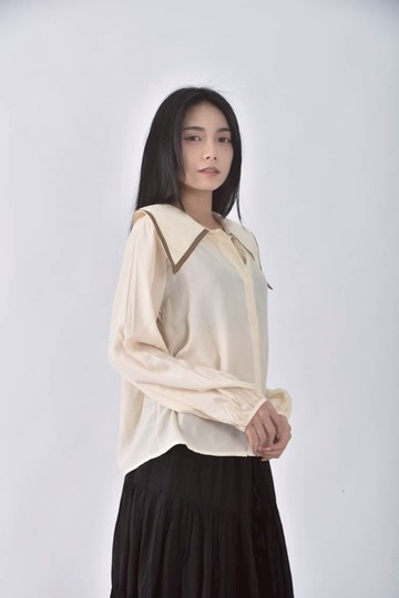 (L) space picnic質感水手領口杏色長袖上衣