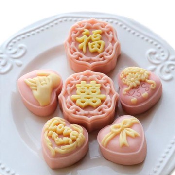 25克心形50克福雙喜臨門囍事手壓式綠豆糕月餅糕點模具
