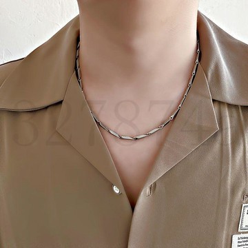 熱賣中菱形鎖骨鏈鈦鋼不掉色男士百搭簡約項鍊嘻哈帥氣配飾高級感個性潮