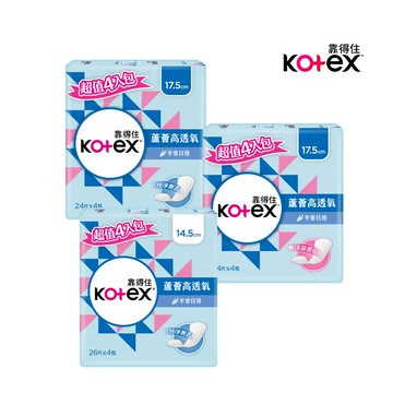 【蝦皮直營】Kotex靠得住 蘆薈高透氧護墊 14.5cm/17.5cm/無香/沐浴香氛 4包組