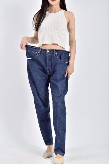 (3XL) levis高腰丹寧牛仔棉質藍色長褲