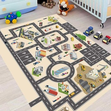 【防滑地毯】儿童地毯卧室城市交通地图轨道爬行垫马路防滑儿童房早教游戏地毯