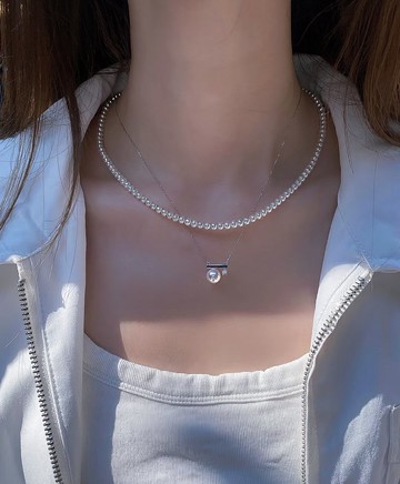 平衡之詩18K黃金Akoya鑽石天然海水珍珠真珠項鍊耳環7.5mm-8mm