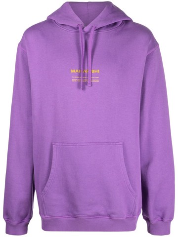 Maharishi - logo-embroidered organic cotton hoodie - men - Organic Cotton - L - Purple