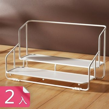 【荷生活】階梯式雙層可拆卸調料罐收納架 圓滑拐角矽膠防滑廚房置物架-2入組
