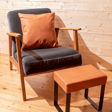 軟木皮革腳凳與抱枕套 (Cinnamon)