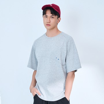 運動透氣涼剪接寬版短TEE(淺灰)-男 【Hi Cool涼感布】