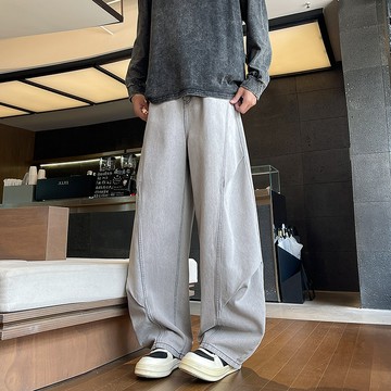 Ms 男褲 🔥大碼/高品質/專賣店🔥L-9XL大尺碼牛仔褲男士 設計感重磅超寬彎刀褲子 男款褲子 工裝褲 闊腿褲 長褲男