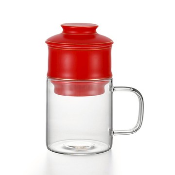 昱器 自動沖茶器帶茶葉罐禮盒辦公室馬克杯玻璃泡茶杯咖啡滴漏壺