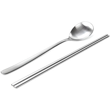 OLBIA 素面不鏽鋼湯匙筷子組  湯匙+筷子  1組  銀色