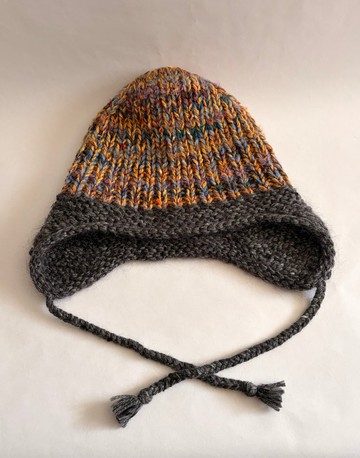 手工編織遮耳帽 秋天的山林