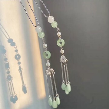 古風點綴發釵漢服小釵發簪古裝長流蘇步搖U釵頭飾配飾百搭發飾品 z803