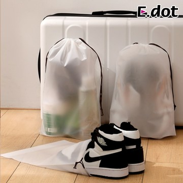 【E.dot】超值12件組磨砂防水透明束口袋 -小x4+中x4+大x4(旅行收納袋)