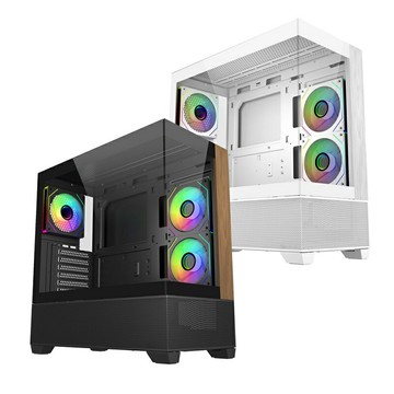 米特3C數位–CoolerMaster 酷碼 Elite 690 ARGB木飾板全景鋼化玻璃機殼 黑色/白色