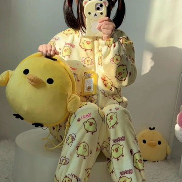 小悅居 鼻孔雞毛絨雙肩包 日系可愛小雞包 大容量百搭背包 軟萌少女雙肩包 閨蜜生日禮物 卡通玩偶背包