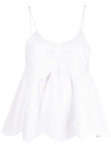 TWINSET - broderie anglaise poplin top - women - Cotton/Polyester - 42 - White