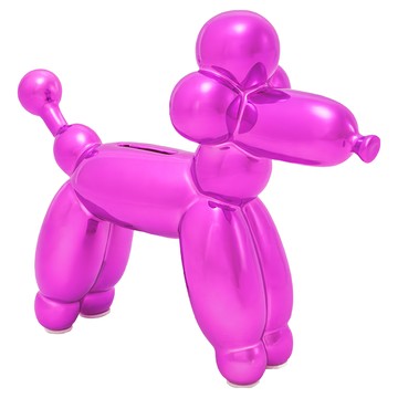 MADE BY HUMANS 閃光貴賓狗存錢筒 高光澤電鍍樹脂材質 19x5.7x17.8 cm  桃紅色  1個