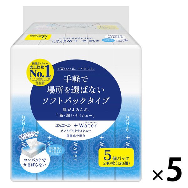 ティッシュペーパー 120組 エリエール +Water ソフトパックティッシュー 1セット（5個入×5パック）大王製紙 通販  LINEポイント最大0.5%GET | LINEショッピング