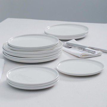 朵頤base圓形平盤餐具陶瓷盤子菜盤家用西餐盤牛排盤甜品盤點心盤1入