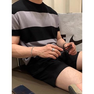 老錢風夏季休閑褲短褲男士直筒褲五分褲純色薄款透氣潮流韓版時尚