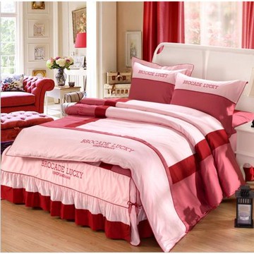 高檔簡約純色全棉床裙四件套韓版家紡床品1.8/2.0床單被罩可機洗