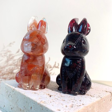 水晶 娃娃兔 M號 | 天然石手作 | 生日禮物 居家擺飾 | 石榴石