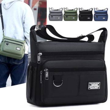 新款男包牛津布商務包大容量男士單肩包黑色出差旅行背包斜挎包男