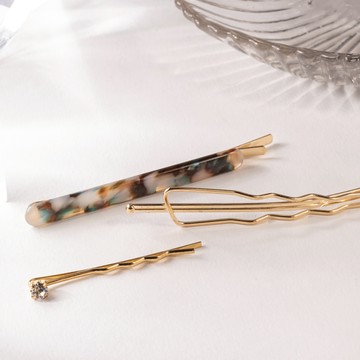 幾何多彩渲染髮夾三件組-G10102