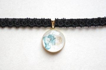 樹脂藝術 方形吊墜・夜色深處