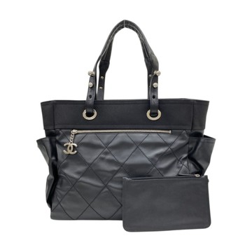 CHANEL 香奈兒 黑色 帆布 Paris Biarritz 托特包 肩背包 無卡 A34210 【二手名牌BRAND OFF】