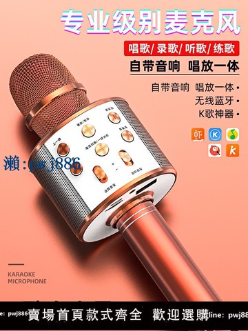 【品質高 價格低】打統編無線全民k歌話筒音響一體藍牙麥克風兒童家專用手機電視唱KTV神器
