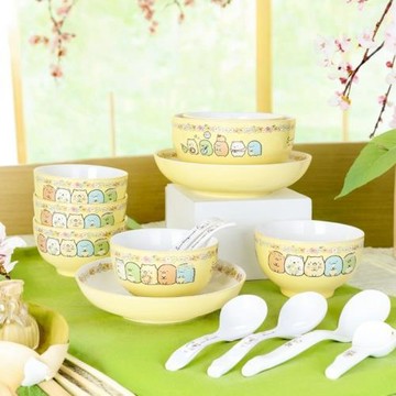 碗兒童家用吃飯碗面碗陶瓷碗角落生物餐具套裝可愛盤子菜盤兒童碗