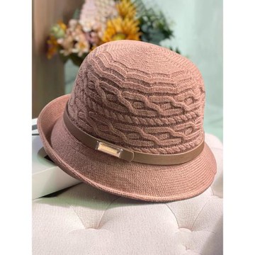日系針織漁夫帽女秋冬韓版簡約媽媽卷邊禮帽中老年人帽子女奶奶款