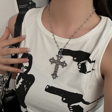 【台灣公司 可打統編】免運 跨境爆款朋克風十字架吊墜項鏈女簡約設計choker鎖骨鏈女飾品配飾 可開發票 全館五折 工廠現貨直銷 新品特價 z9211