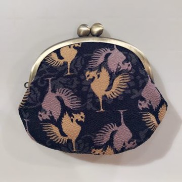 【和夢兔】京都宇治中型口金包-鳳凰(黑)