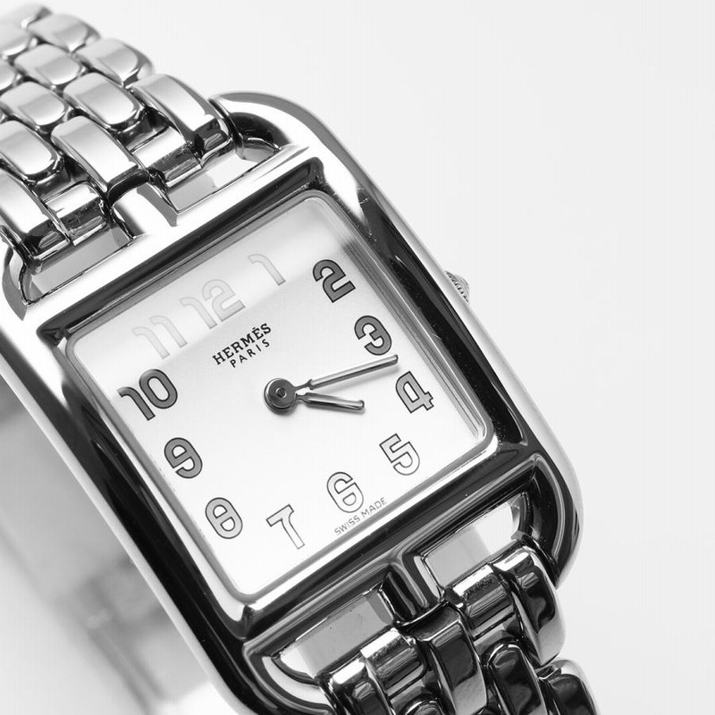 HERMESシルバー ゴールド アナログ時計 HERMES エルメス プロフィール ウォッチ 腕時計 コンビ シルバー