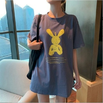 ✨高品質✨女裝批發夏季新款短袖t恤女夏學生寬鬆粉色印花上衣
