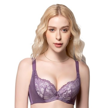 SWEAR 思薇爾 Hold波Bra系列D-G罩蕾絲包覆大罩內衣(藤蘿紫)