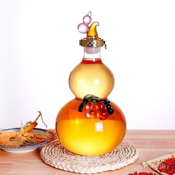 高檔高透明家用玻璃葫蘆泡人蔘泡耐高溫玻璃泡酒玻璃瓶空瓶不含酒
