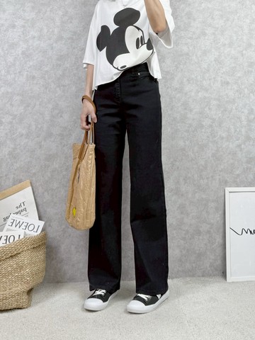 剛好的挺度★極度舒適黑色寬褲