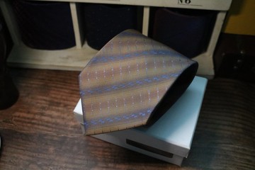 淺咖色條紋領帶真絲紳士成熟魅力necktie