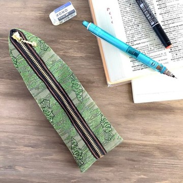 【山葵】榻榻米邊飾 四面錐形筆袋 Wasabi 安曇野 信州 綠色