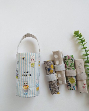 【BDR/飲料提袋】貓咪日常 裡布防潑水 日本帆布  釦式收納